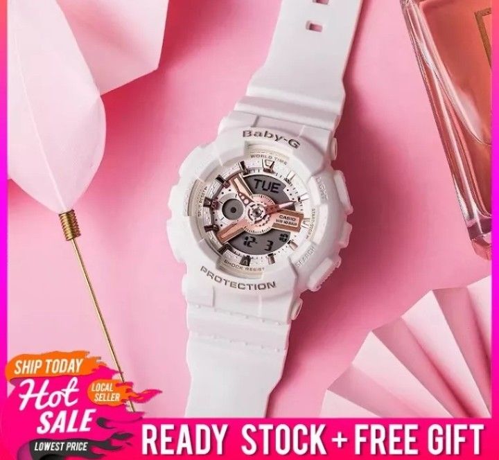 Original Baby G Casio G Shock brand model BA 110 RG 7A Japan quartz digital sports watch 200 M water resistant waterproof shockproof world time LED
