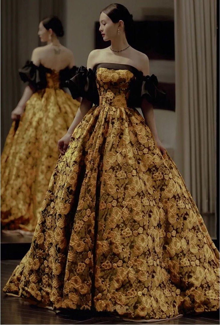 PO Golden Goddess Ball Gown Prom Dress Women s Fashion Dresses