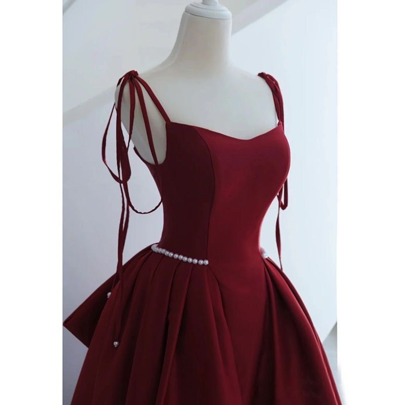 Red prom dress with bow on the back store
