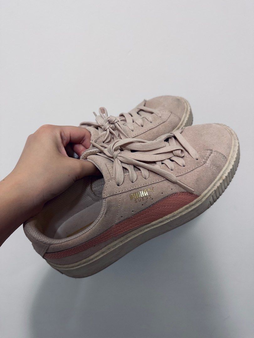 puma suede platform trace trainers in pink