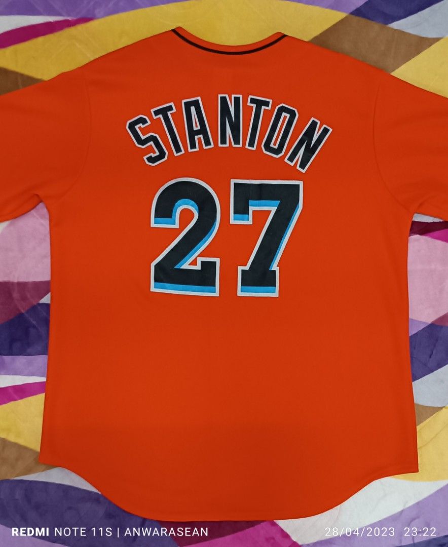 Orange Used Miami Marlins Large Men's Majestic Jersey