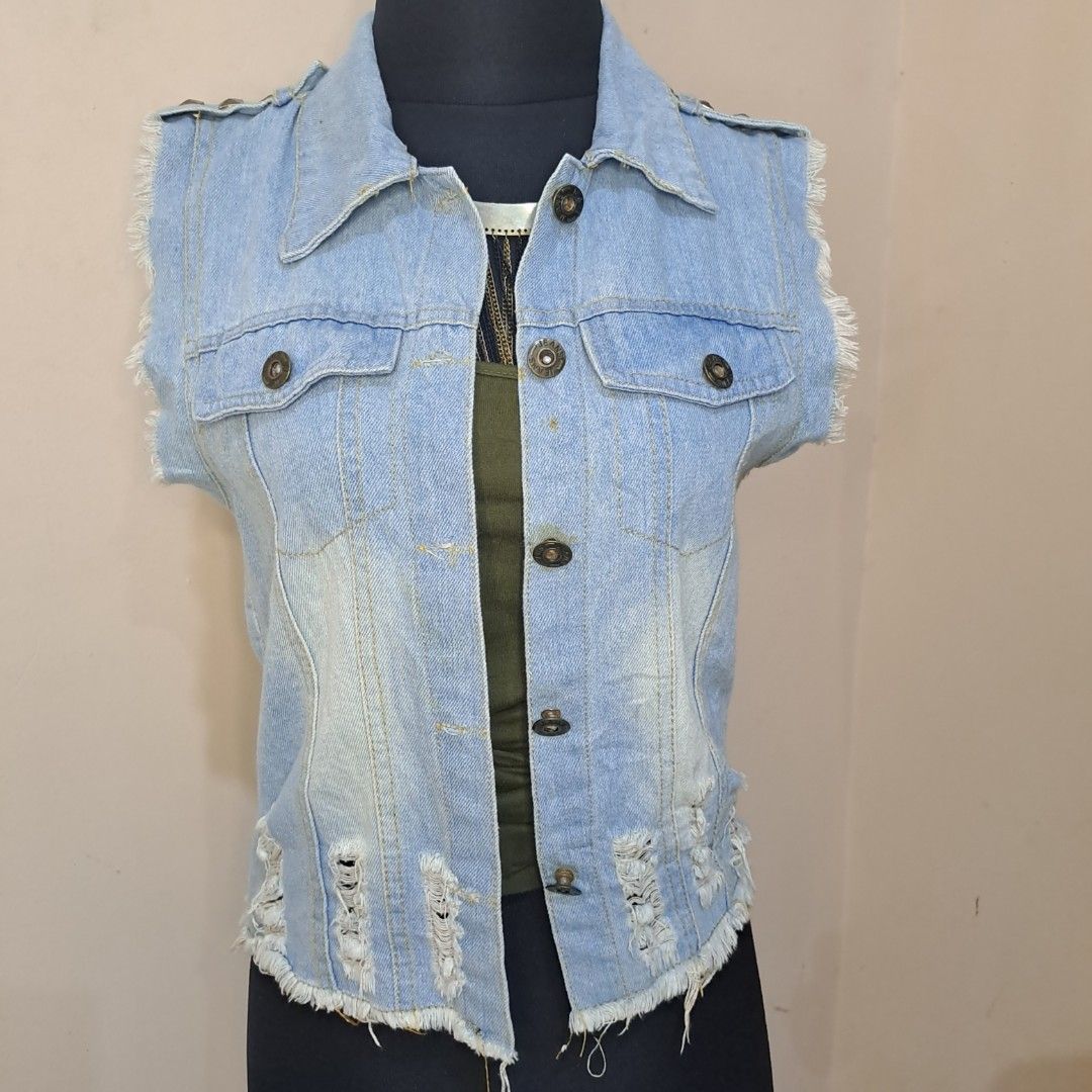 Vest jeans wanita store