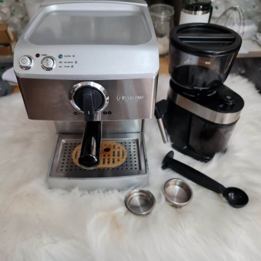 STIRLING ESPRESSO MACHINE WITH GRINDER, TV & Home Appliances, Kitchen Appliances, Coffee