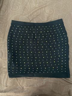 Stradivarius original authentic rok mini skirt stud black gold