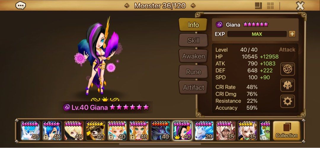 Summoners War Account LD5 Giana Account, Hobbies & Toys, Toys & Games on Carousell