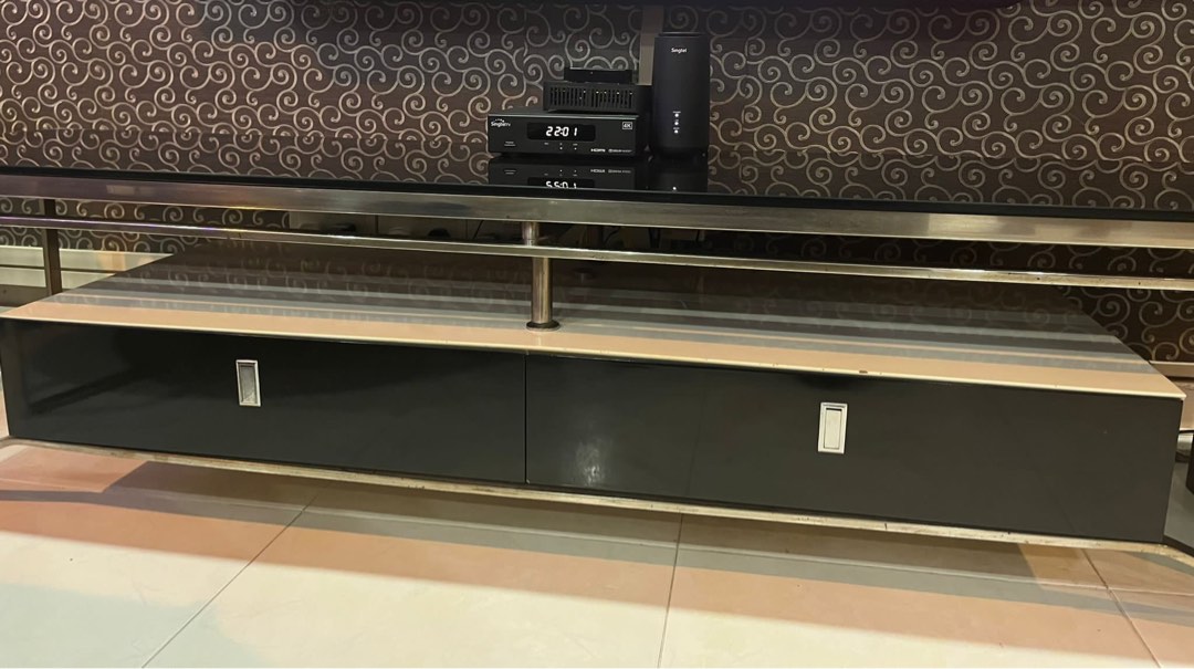 Tv console glass top, Furniture & Home Living, Furniture, TV Consoles