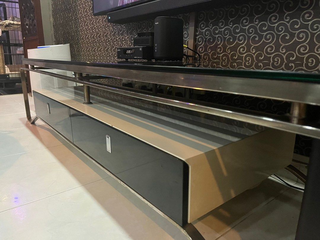 Tv console glass top, Furniture & Home Living, Furniture, TV Consoles