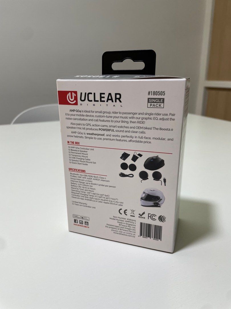 UCLEAR DIGITAL AMP Go 4 Bluetooth Communication System Single Pack