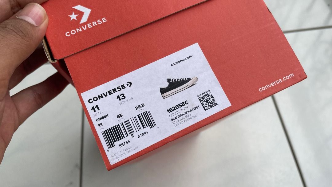 Ukuran 45 Converse Chuck 70 Ox Unisex Sneakers Black Official Shopee