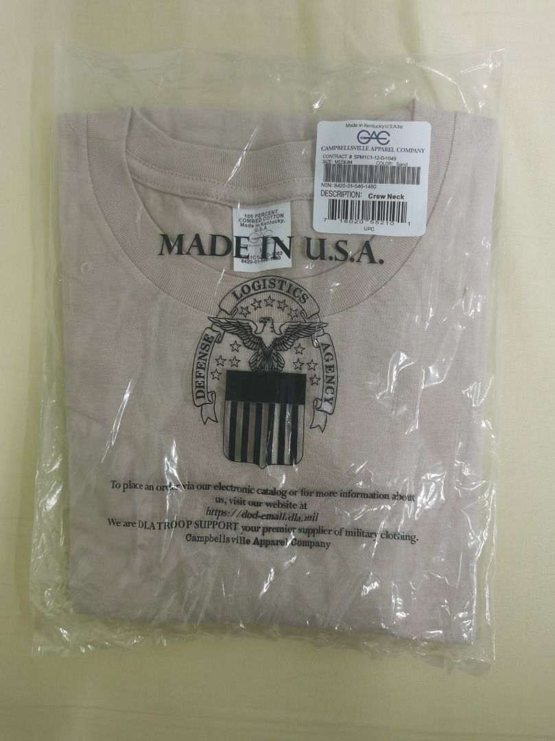 US Military Genuine Issue Crew Neck T-Shirt, 100% Cotton Made in USA  Kentucky Medium, Sand color, Men's Fashion, Tops & Sets, Tshirts & Polo  Shirts on Carousell