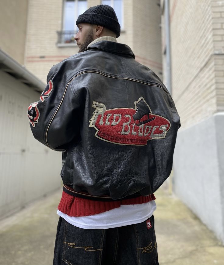 Vintage Avirex varsity leather jacket. Not riding jacket
