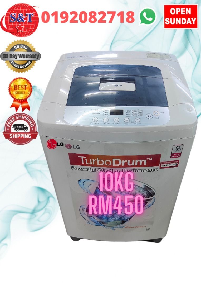 WASHING MACHINE LG 10KG TURBO DRUM, TV & Home Appliances, Washing
