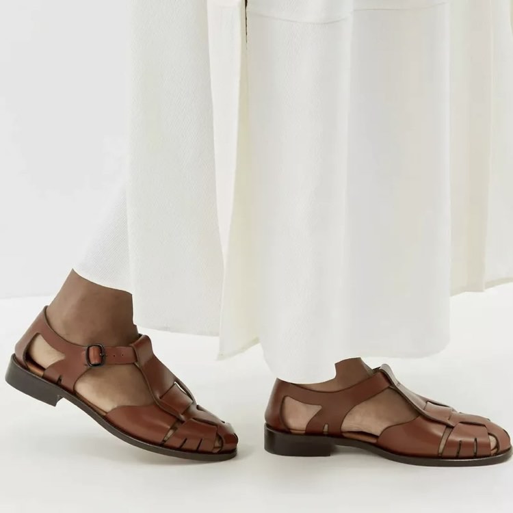 Women s Woven Leather Fisherman Sandal Genuine Leather