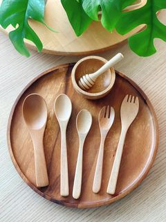 Wooden Cutlery 7pcs (exclude wooden tray)