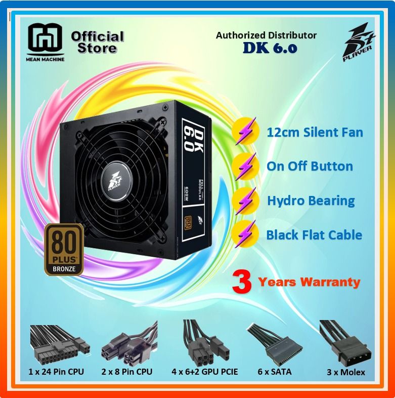 1ST PLAYER 600W Modular 80+ Bronze PSU ( DK6.0) Gaming PSU - Modular ...