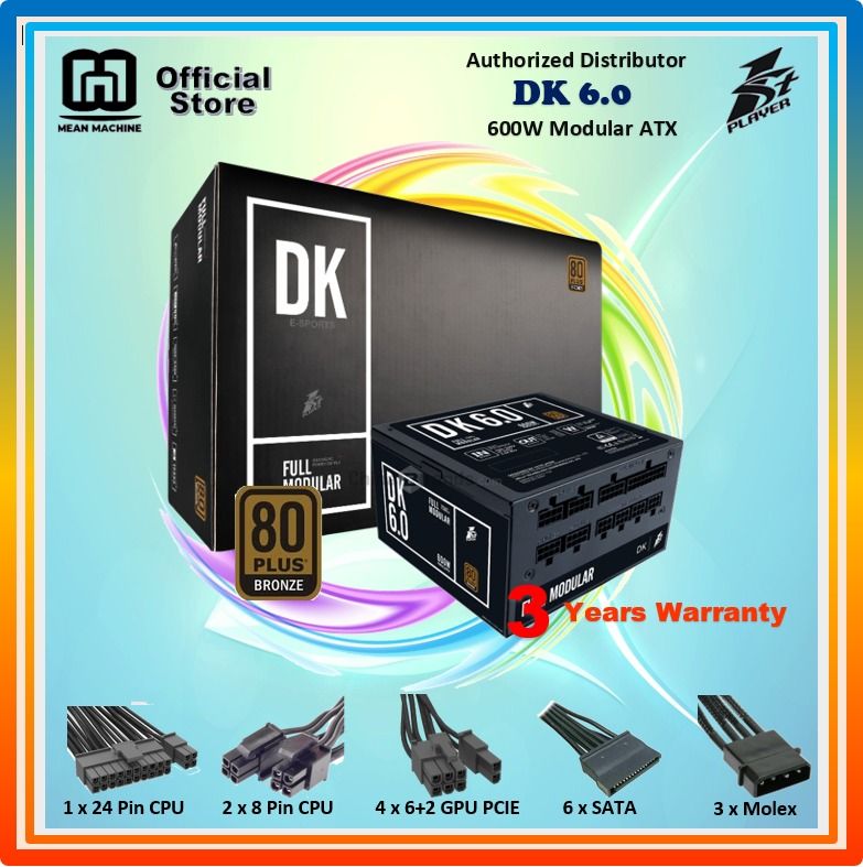 1ST PLAYER 600W Modular 80+ Bronze PSU ( DK6.0) Gaming PSU - Modular ...