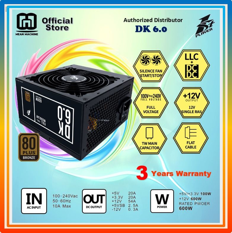 1ST PLAYER 600W Modular 80+ Bronze PSU ( DK6.0) Gaming PSU - Modular ...