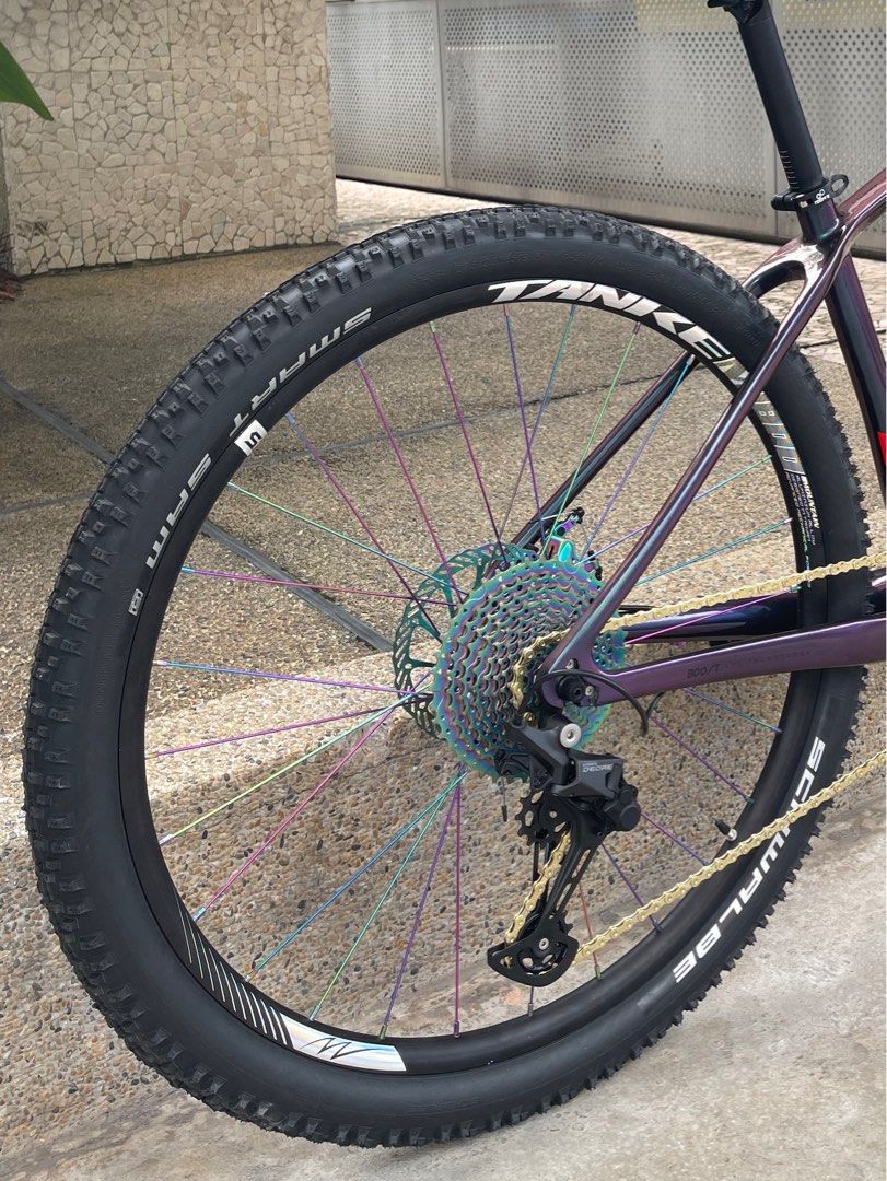27.5 MTB wheel oilslick QR quick release wheelset with schwalbe smart sam tyres loud hub Sports Equipment Bicycles Parts Parts Accessories on Carousell