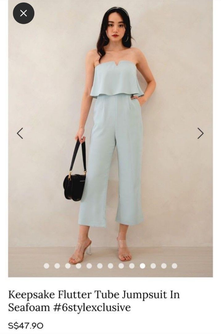 6style keepsake flutter tube jumpsuit seafoam Women s Fashion