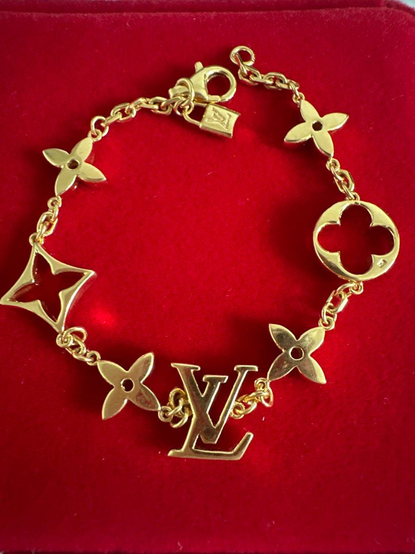 LOUIS VUITTON Brass Flower Full Bracelet Gold 911445