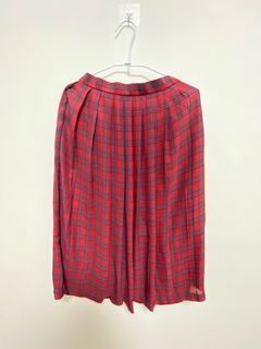 學院風紅黑格紋裙