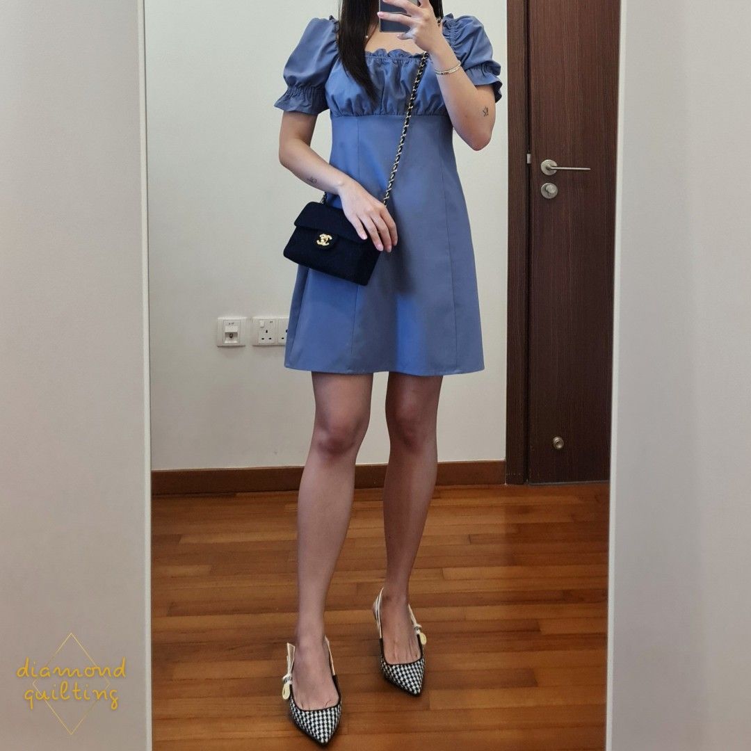 chanel mini square navy blue dress
