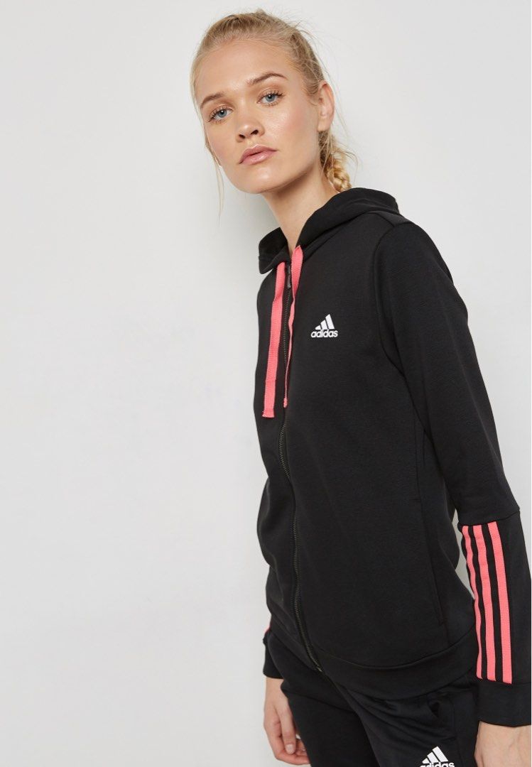 Adidas jacket deals with pink stripes