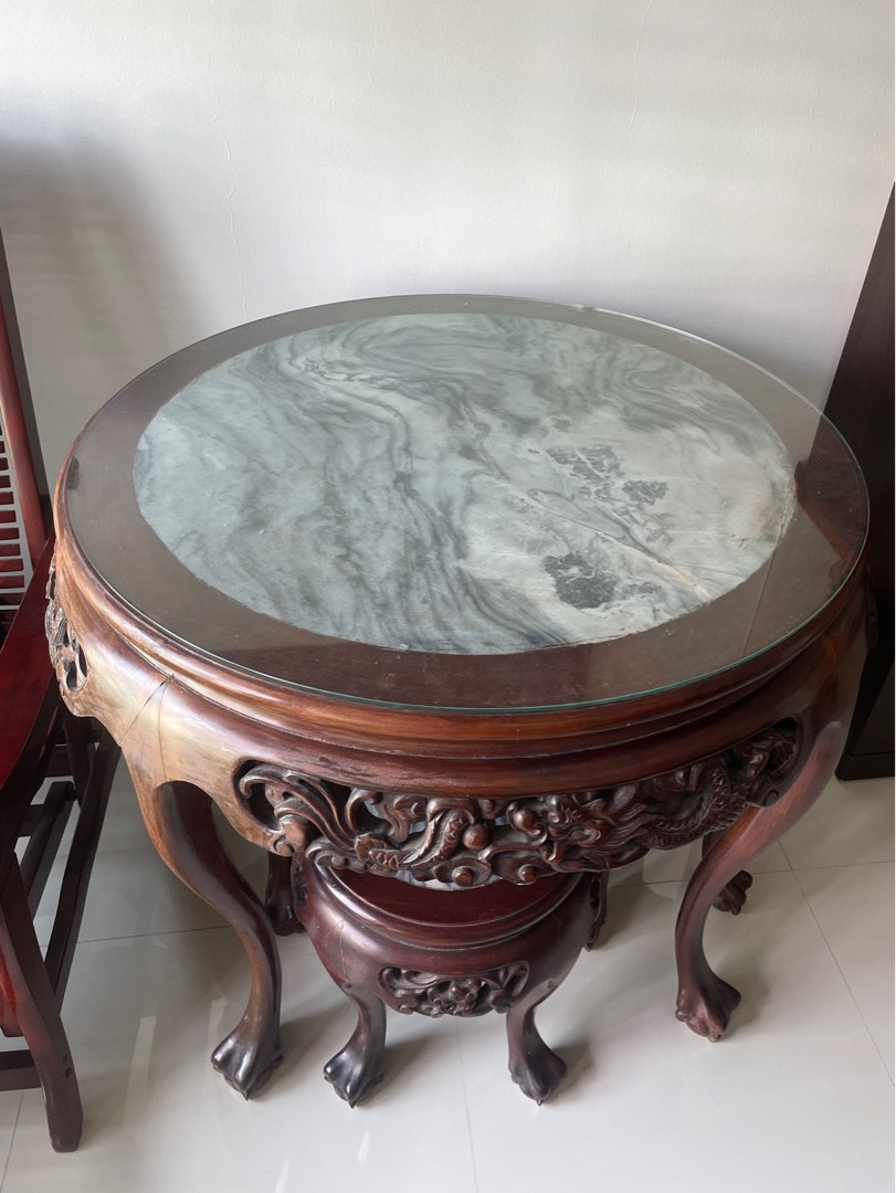 Antique Redwood Table and Chair Set, Furniture & Home Living, Furniture