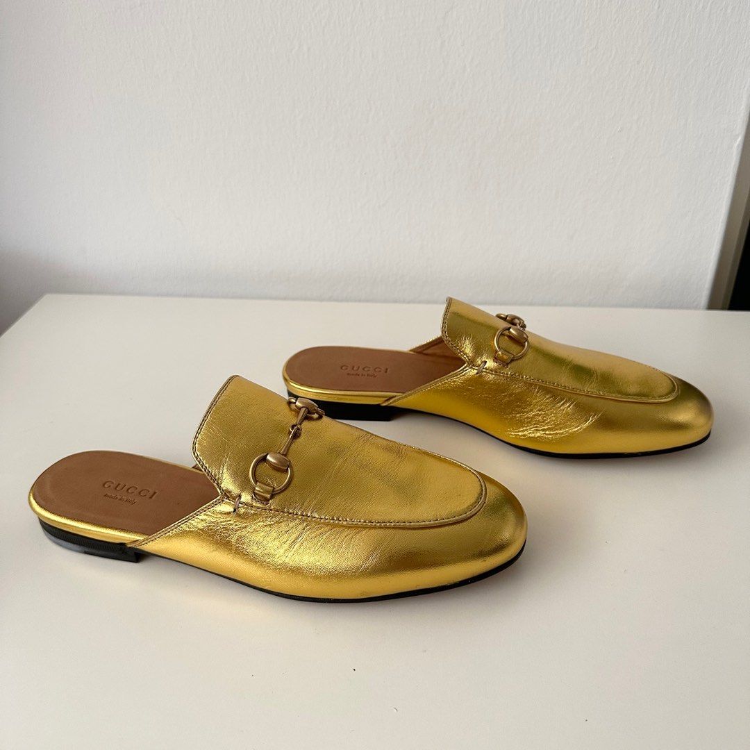 Gold gucci new arrivals mules