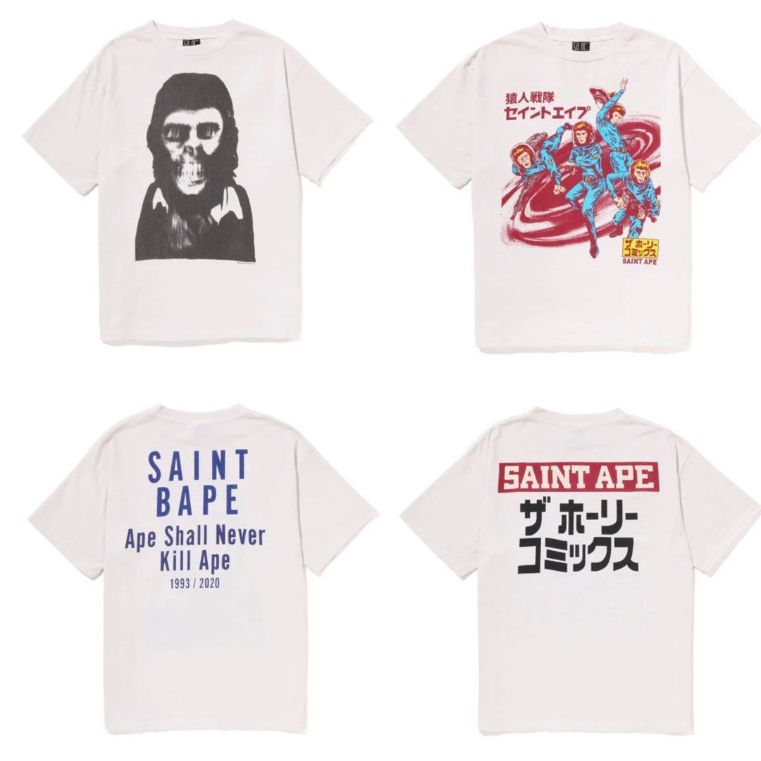 Bape x Saint Mxxxxxx Michael ape skull tee t-shirt, Men's Fashion