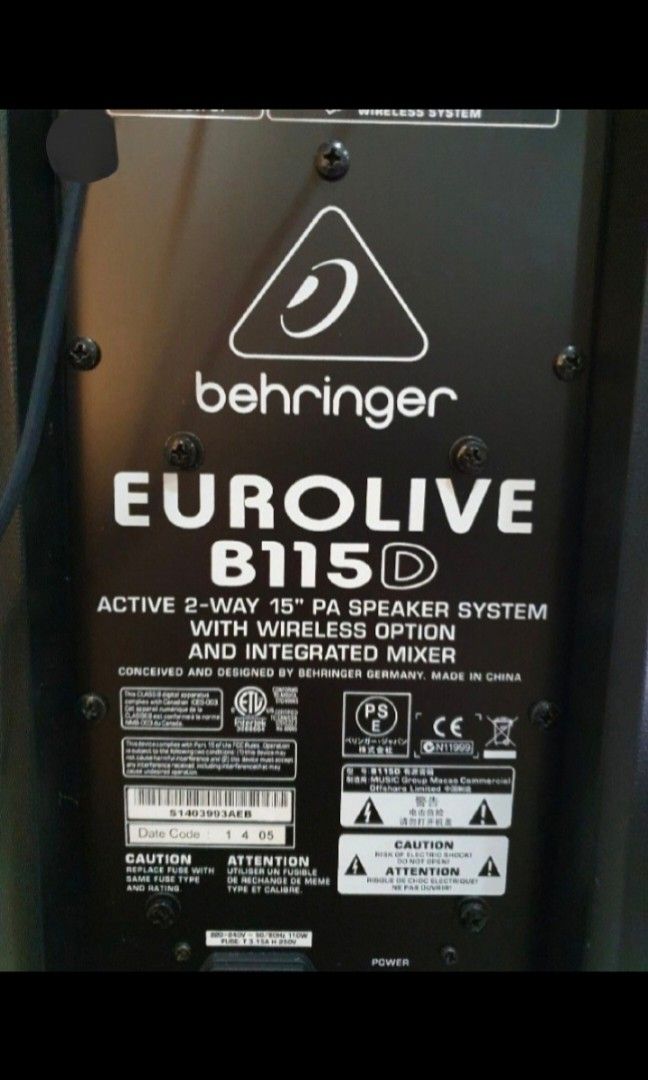 Behringer B115D 1000W, 15 inches Woofer, Active PA Speaker 1 pc., Audio ...