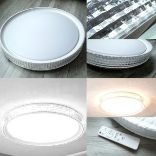 BRAND NEW LARGE 50CM 48W  3 COLOURS LED CEILING LIGHT WITH ACRYLIC CRYSTAL RIM