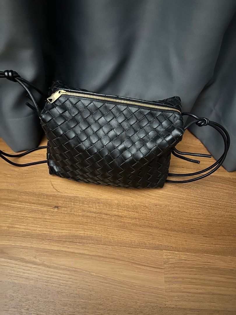 BOTTEGA VENETA Nappa Intrecciato Small Loop Camera Bag Travertine