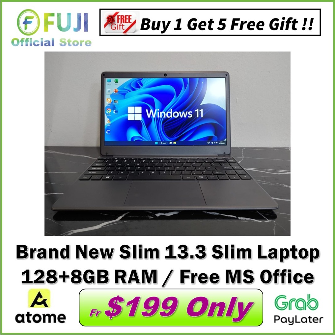 Brand New 13.3 Inch SSD Laptop 128GB SSD + 8GB RAM Windows 11 + MS