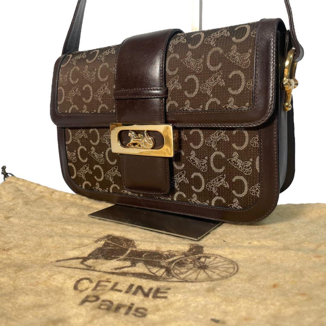 Celine Shoulder Bag Vintage Carriage Hardware Horsebit Box Calf