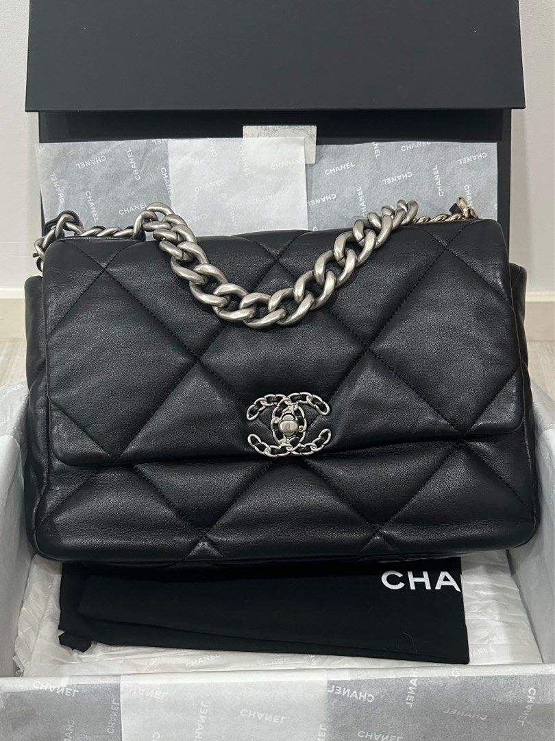 Chanel 19 Medium/Large black Silver hardware