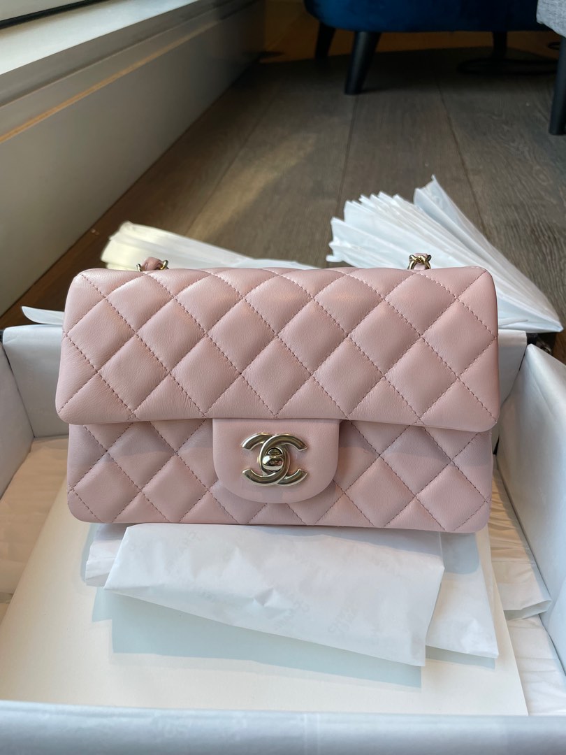 BNIB 23S Chanel Mini Flap in light pink, Luxury, Bags & Wallets on