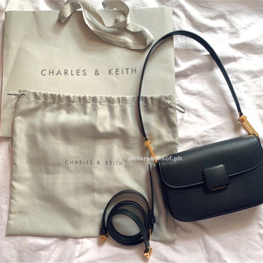 Charles & Keith Women's Koa Push-Lock Top Handle Bag