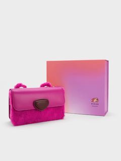 CHARLES&KEITH LOTSO FURRY FRONT FLAP BAG FUSHSIA- P 2999✨