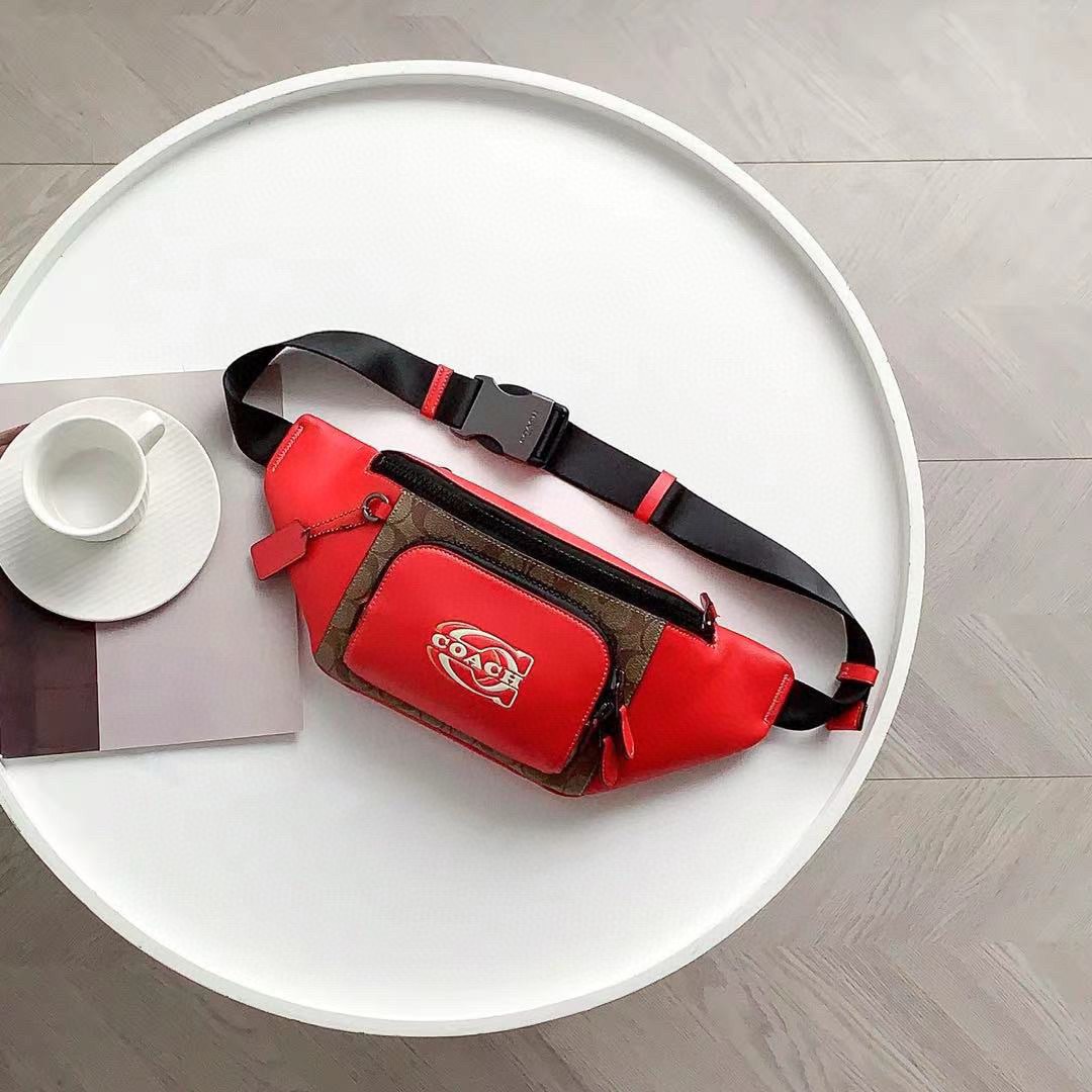 Red coach outlet belt bag