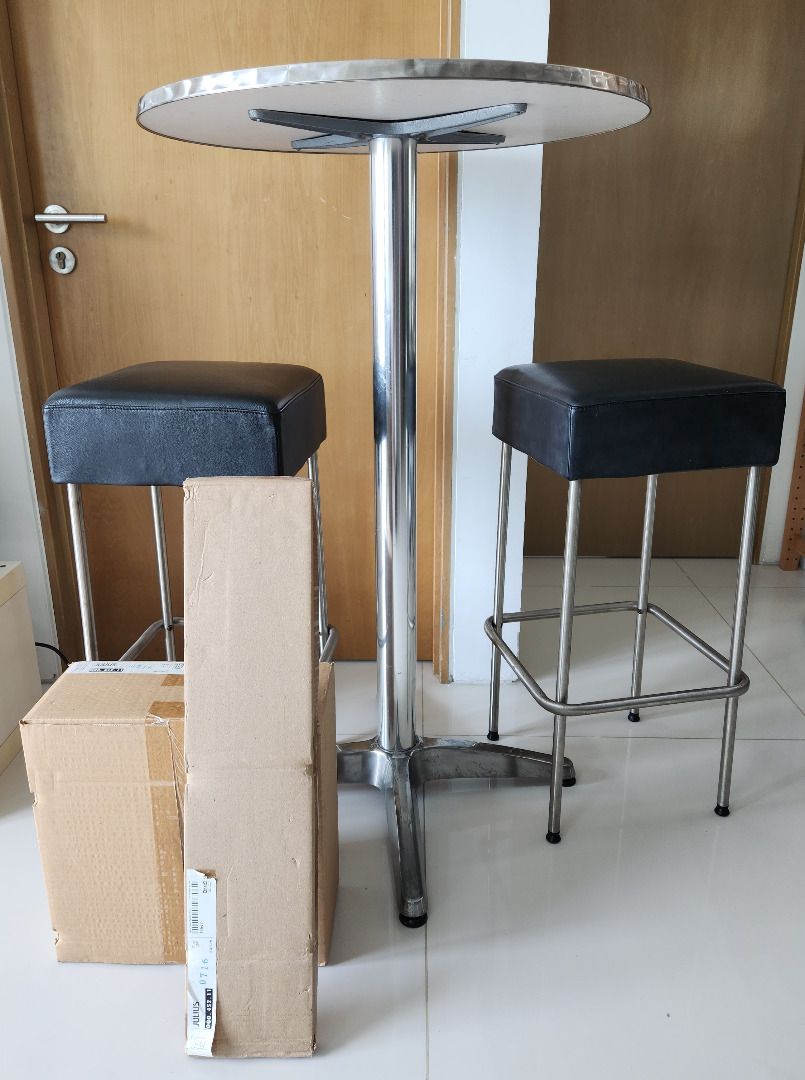 Cocktail Table with 3 bar stools (Ikea Julius), Furniture & Home Living