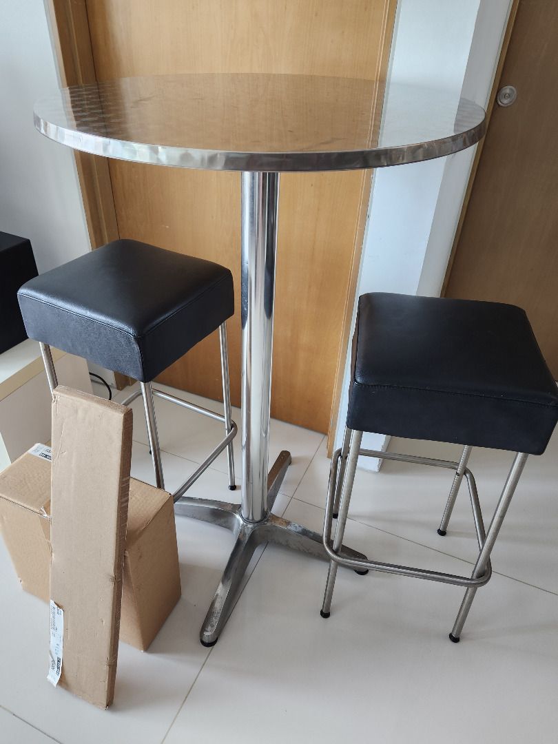 Cocktail Table with 3 bar stools (Ikea Julius), Furniture & Home Living