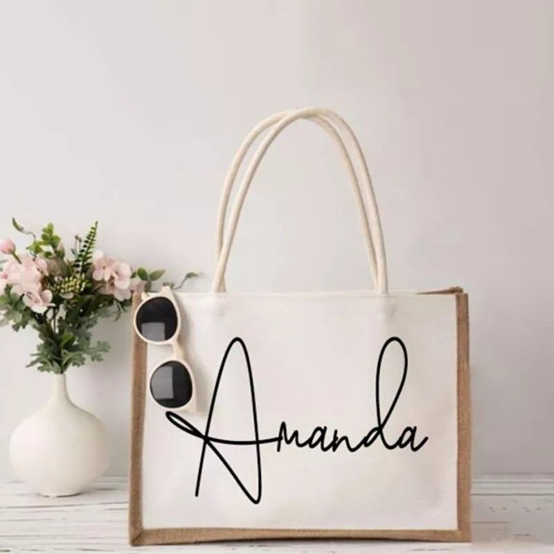 Custom beach tote bag Personalised bridesmaid bachelorette bridal