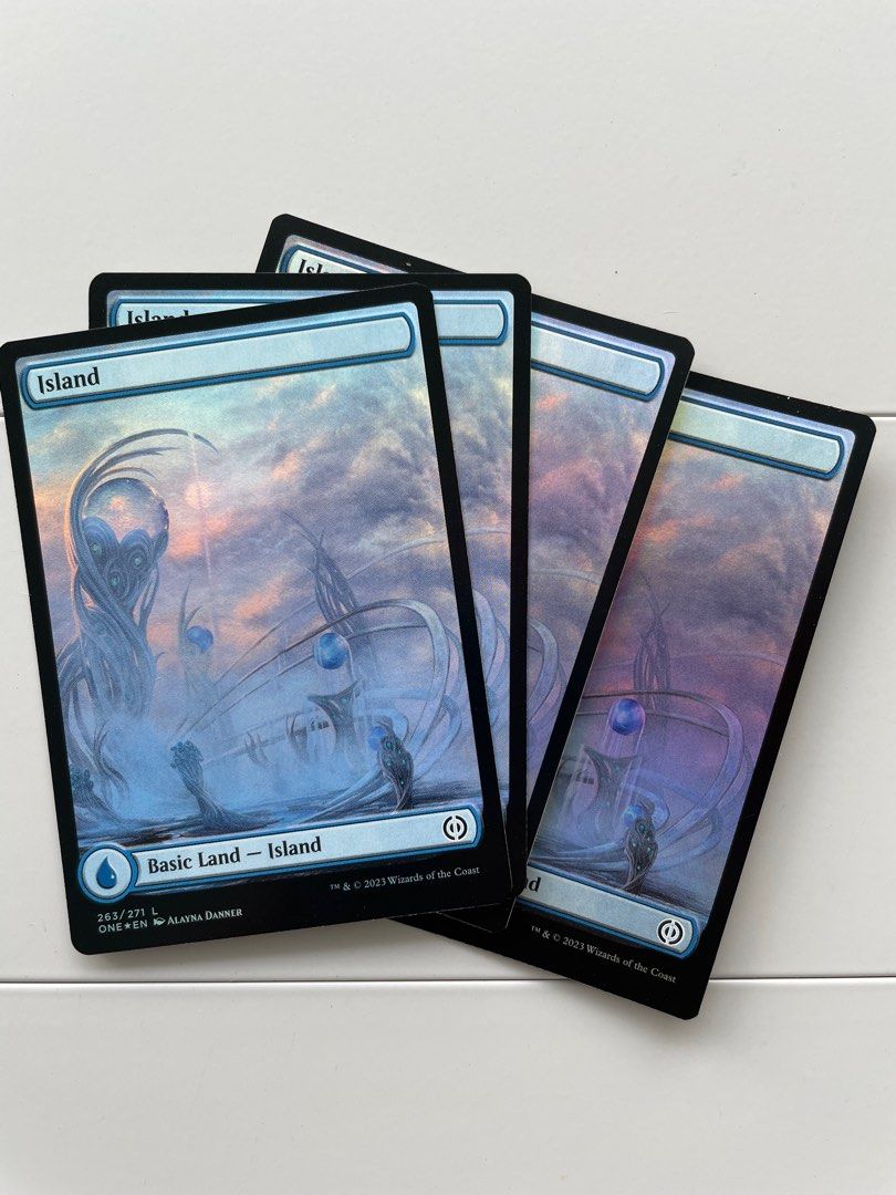 FOIL Phyrexian One Basic Lands Full Art, Hobbies & Toys, Toys & Games on Carousell