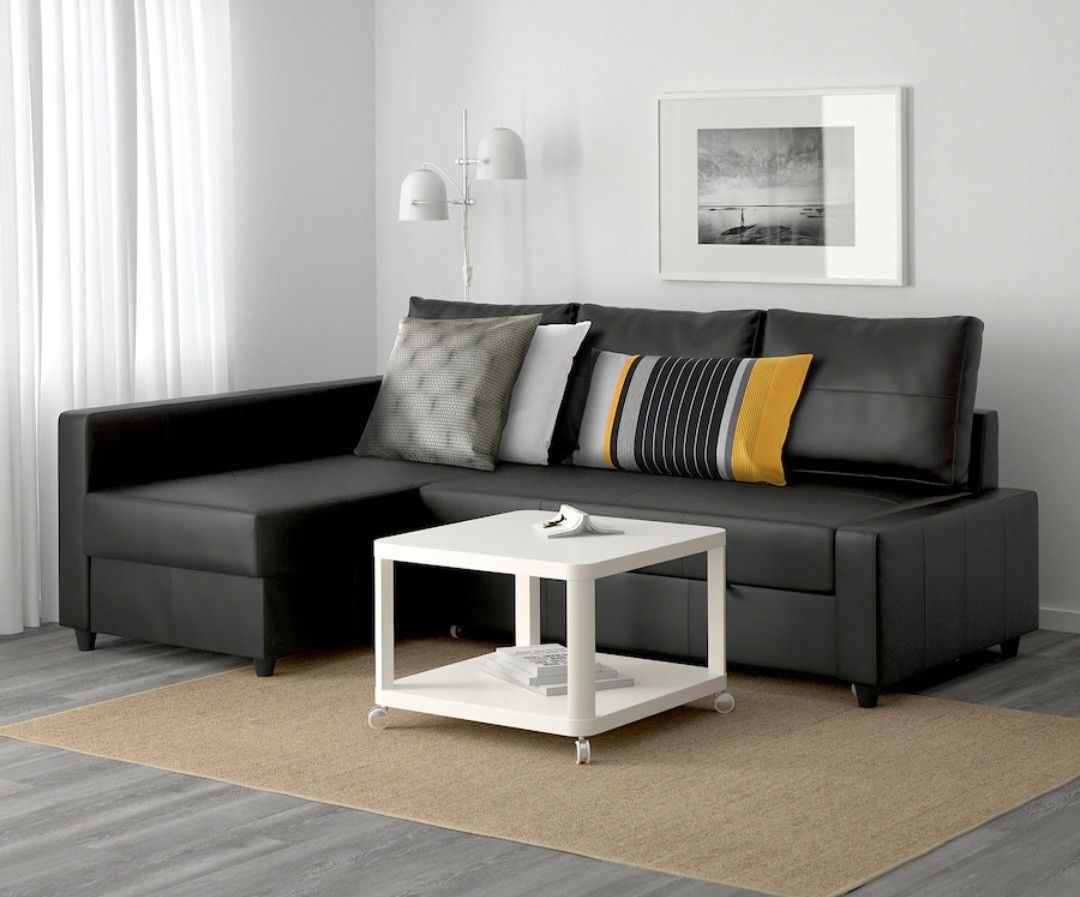 1049 FRIHETEN Corner sofabed with storage, Bomstad black Sofa Bed