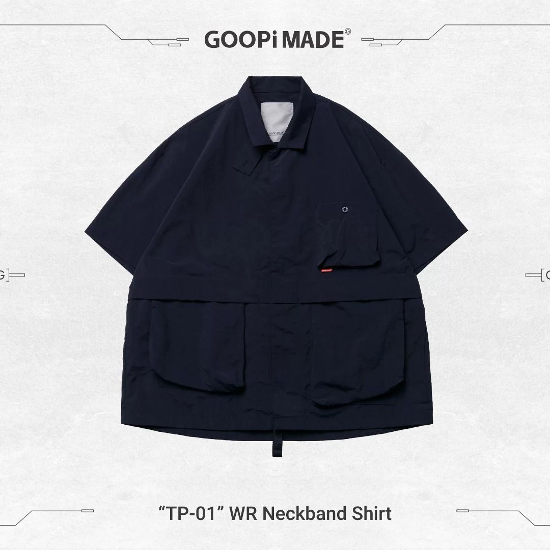 Goopi 深藍2號“TP-01” WR Neckband Shirt - Navy, 他的時尚, 外套及