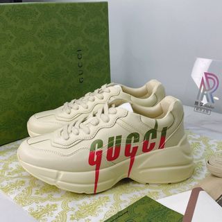 Gucci, Shoes, Gucci Calfskin Electric Blue Ny Yankees Rhyton Sneakers