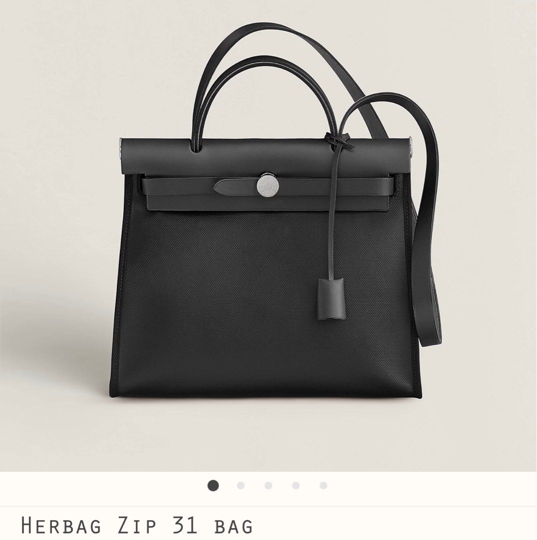 New HERMES Herbag Zip 31 Black Noir Coated Canvas Gold Hardware GHW