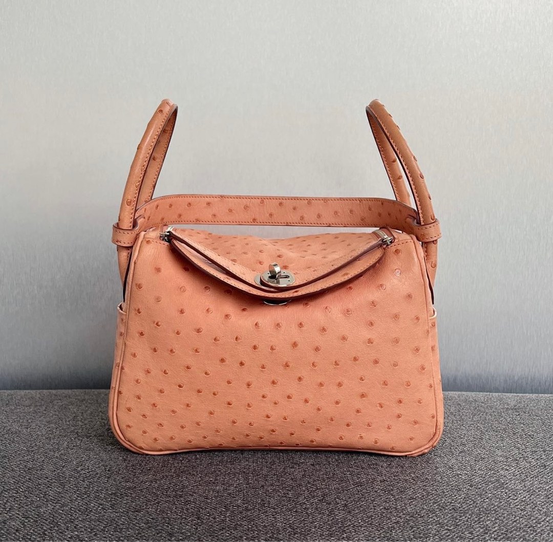 Hermès Lindy 26 Terre Cuite Ostrich PHW from 100% authentic materials!