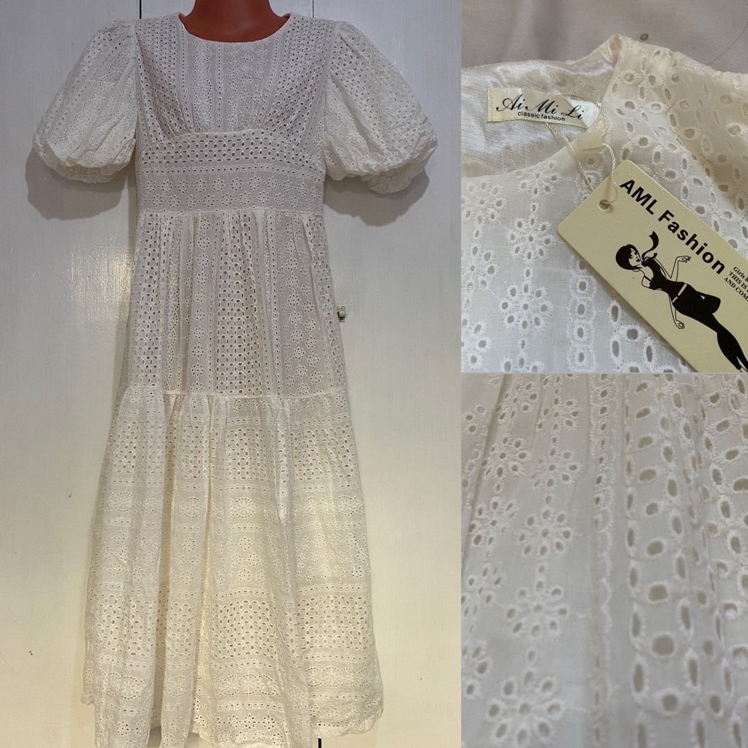 Sundrenched Halter Maxi Dress Eyelet White